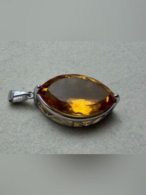 Stamped 925 BBJ Citrine Pendant - Women's Jewelry